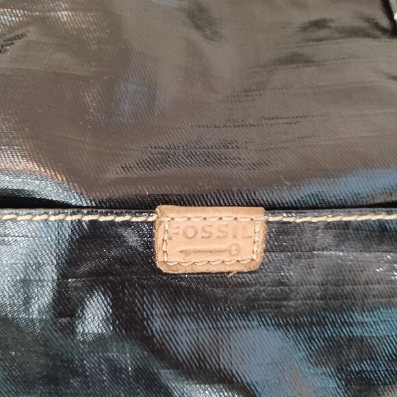 Fossil Key Per Bag Large Black Waxed Canvas Shoulder Tote - Picture 4 of 16